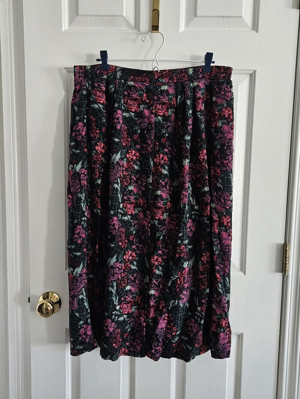 Vintage 90s Maggie Lawrence Floral Button Front Tulip Skirt